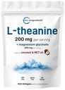 L-Theanine 200mg met Magnesium Glycinate, 400 Kokos MCT olie Softgels . . Ontspanning, Focus & Muscle Support Supplement 2 .in-1 Aminozuur & Mineral Complex . .