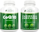 CoQ10 100mg + Biologische Kurkuma Curcumine 700mg met Bioperine Black Pepper - 120 Softgels & 120 Capsules - 95% Curcuminoïden - Made in USA