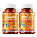 1 Body Vitamin B Complex Twin Pack, 5-MTHF Folate met B1, B2, B5, B6, Methyl B12, Niacin, Biotine 60 Capsules Elk