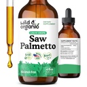 Teinture de Palmetto de scie sauvage et biologique - Supplément d'extrait de Palmetto de scie pour les hommes et les femmes - gouttes à base de poudre liquide - Berries Serenoa Repens - végétalien, sans sucre et sans alcool - 4 fl oz
