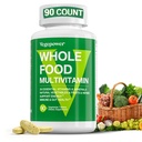 Vegan Whole Food Multivitamine met ijzer, Dagelijkse Multivitamine voor mannen en vrouwen, Gemethyleerde Multi Vitaminen, B-Complex, Fruit en Groenten, Enzymen, Omega's, Mushroom, Non-GMO, 90 Tellen