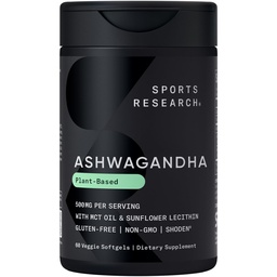 Sportonderzoek® Ashwagandha Softgels met kokosolie MCT - Natural Adaptogen Made with Shoden® Ashwa for Relaxation, Calm & Slaapondersteuning - Glutenvrij en Veganistisch vriendelijk - 60 Tel.