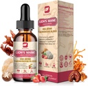 Mushroom Complex Liquid Drop, 8 in 1 Lions Mane Mushroom Supplement met Ierse Zee Moss, Chaga, Turkije staart, Cordyceps & Meer voor Hersenen, Focus, Cognitive & Immune Support, Vegan,Strawberry Flavor,60ml