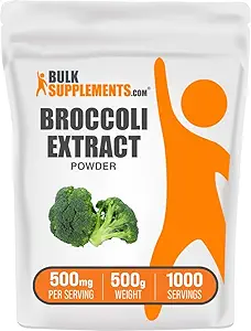 BulkSupplements.com Poudre d'extrait de brocoli - à partir de fleurs de brocoli, supplément de sulfaphane - Vegan & sans gluten, 500mg par portion, 500g (1,1 lb) (paquet de 1)