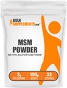 BulkSupplements.com Poudre MSM - méthylsulfonylméthane, supplément MSM, supplément nutritionnel - sans gluten, 3g par portion, 100g (3.5 oz) (paquet de 1)