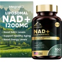 Liposomal NAD+ Supplement 1200mg with Trans Resveratrol - Boost NAD+ Levels, Energy & Anti-Aging Support - Vegan, 100 Capsules