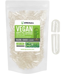 XPRS Nutra Vegan Grootte 000 Lege Capsules - 500 Tel helder Lege Veganistische Vegetarische Lege Pillen Capsules - DIY Plantaardige Capsule Vulling - Veggie Caps Pillen