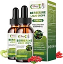2 Pack Berberine Supplement Liquid Drops for Immuun System & Digestief Systeem Ondersteuningen -Premium Berberine HCL 1500mg met Pure Ceylon Cinnamon -4 Fl Oz