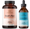 HERBAMAMA Goat's Rue and Lemon Balm Kit - bundel van 1200 mg Goat's Rue Capsules & Lemon Balm Liquid Drops 4 fl oz - Vegan, Non-GMO, Sugar & Alcohol-Free - 2 Pack