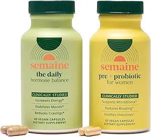 Semaine Hormonal Gut Balance Bundle - Ondersteuning Cellular Energy, Clear Skin & Mood. Gemakkelijk opblazen & Indigestie, ondersteuning Vaginale gezondheid