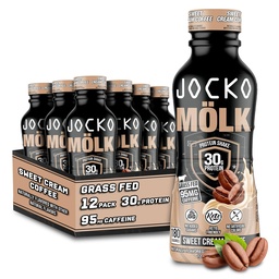 Jocko Fuel Mölk 30g Grass Fed Proteïne Shakes - Geen toegevoegde suiker Proteïne Dranken KETO vriendelijk - klaar om te drinken 12 FL Oz (pakket van 12) Zoete Cream Koffie