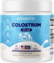 Vitamatic Bovine Colostrum Powder - 50% Hoogste IgG -120 Gram - Supplement voor Gut Health, Hair Growth, Beauty, Muscle Recovery, & Immuun Support - Gemakkelijk te mengen - Ongearomatiseerd - 60 Servers