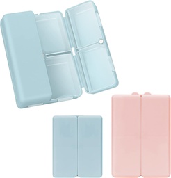 FYY 2 Stuks Daily Pill Organizer, 7 Compartments Portable Pill Case Travel Pill Organizer, [Folding Design] Pill Box voor Purse Pocket te houden vitamines, Cod Lever Olie, Complementen en Medicatie-Navy+ Roze