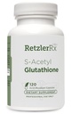 RetzlerRx S-Acetyl Glutathion Supplement 100 mg. per capsule, Made in USA - 120 Acid-Resistant Capsules - Antioxidant Support - Non-GMO, Soy & Gluten-Free / Bergaflow®, Pharmaceutical Grade