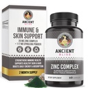 Zinkcomplexcapsules met verbeterde absorptie, antioxidant en immuunondersteuningssupplement, zinksupplement voor mannen en vrouwen door antieke gelukzaligheid (60 capsules)