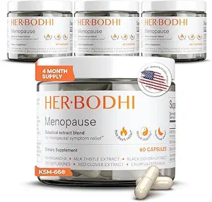 Meno- Menopause Hormonal Balance for Women, Estrogen Soy Isoflavones Menopause Supplement for Women, Ashwagandha, Black Cohosh Hot Flashes Menopause Relief, Night Sweats Relief 240Caps