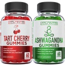 60 Ashwagandha Gummies + 60 Tart Cherry Gummies -Ashwagandha stimule les niveaux d'énergie et renforce le système immunitaire - Tart Cherry a avancé le nettoyage de l'acide urique pour la douleur immédiate de gout Reli