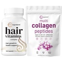 Micro Ingrediënten Multi Collageen Proteïne Poeder 2 Ponden & Hair Vitaminen Complexe Capsules Bundle Pack 