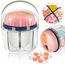 Portable Pill Box, GloDeals Weekly Pill Organizer 7-Day Travel Medicine Organizer BPA Free Moisture Proof Portable Medicine Container voor Vitaminen, Visolie, Supplementen (Roze-)