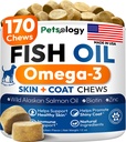 Omega 3 Visolie voor honden - 170 Kauwen - Omega 3 voor honden Itchy huid & Allergie Relief - Skin & Coat Supplement - EPA & DHA vetzuren - Honden Antivergieten & Hot Spot Treatment - Zalmolie