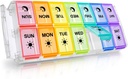 Pillen Organisator 2 keer per dag, Fullicon Quick Fill Large Wekelijks PM Pill Box, Medicine Organizer 7 Dag, Dagelijkse pil Cases - Regenboog (Patent Geregistreerd)