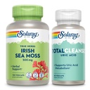 SOLARAY Irish Sea Moss and Total Cleanse Uric Acid - Wellness and Joint Health Bundle w/Naturally Occuring Vitaminen, Mineralen, Live Bacteria, Plus Tart Cherry, Kurkuma en Selderijzaad, 100/60ct