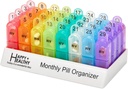 Maandelijkse pil Organizer 2 keer per dag, 30 dag pil Box AM PM, Morgen en Nacht Een maand pil Box Organisator met Dagelijkse Verwijderbare 31 Dag pil Organisators en Organiseren Tray