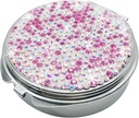 Bling Pill Case for Purse Medicine Vitamine Container Holder Pocket Pill Case Ronde Medicine Organisator voor Vitamine/Visolie/Supplement Travel Medicine Kit (3 Compartiment Pink)