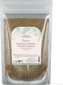 Starwest Botanicals Organic Calendula Flower Powder - Natural Dried Herb for Tea, Herbal Blends, & Culinary Use, Caffeine Free, Certified Kosher, Non-GMO - 4 oz Pouch