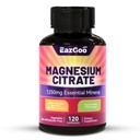 Magnesium Citrate Capsules 1250mg, Hoge Absorptie Magnesium Citrate Supplement met Elemental Magnesium, Extra Sterkte Magnesium Supplement, Non-GMO, Glutenvrije, 120 Plantaardige Capsules