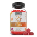 Zhou D3+K2 - Vitamine D3 K2 Supplement voor vrouwen en mannen, Immune Support Vit D3 en K2 Gummy, Gelatine Vrije Formule met 5000 IE D3 en MK-7 - 60 Veggie Gummies (pakket van 1)