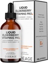 Codeage Vlierbessen Vitaminen Pro - Biologische Zwarte Vlierbessen Liquid Drops - Vitamine C, D3, Zink, Zwarte bessen - 2-maand Supply - Black Sambucus Liquid - Supplement voor volwassenen en kinderen - 4 fl oz