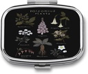 Metal 2 Compartiment Pill Organizer Travel Friendly Portable Compact Pill Box Cute Pill Case pour tenir les vitamines, huile de poisson, suppléments, médicaments, tablette pour la purée, poche. (Plantes toxiques)