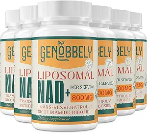 800 mg liposomaal NAD+ Supplement met Nicotinamide Riboside 200 mg, Trans-Resveratrol 100 mg - True NAD Supplement voor DNA Reparatie, Gezonde Veroudering, Hersenfunctie - 360-Dag Supply
