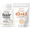 Micro Ingrediënten Vitamine D3 5.000iu + K2 100mcg Softgels & Hair Vitamins Complex Capsules Bundel 2 Pack 