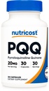 Nutricost PQQ (Pyrroloquinoline Quinon) 20mg, 30 Capsules - Vegetarische Capsules, Non-GMO, Glutenvrij