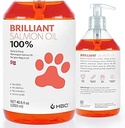 Huile de saumon brillante pour chiens, chats et chiots.Oméga 3 Supplément liquide d'huile de poisson avec DHA, EPA Acides gras.