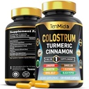 Colostrum Supplement - 8in1 Formule - Combineer met Kurkuma, Ceylon Cinnamon, Quercetin, Royal Jelly, Dandelion, L-Glutamine, en Black Pepper - Digestieve Gezondheidsondersteuning - 120 Capsules
