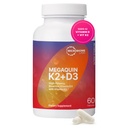 Microbiome Labs MegaQuin D3 + K2 - High Potency Vitamin D3 K2 Supplement - Bioactive & Bio available - Vitamin D3 5000 IU & MK-7 - Support Bone, Heart, Nerve & Immune Health (60 Capsules)