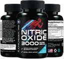 Extra Strength Supplément à oxyde nitrique 3X Strength L Arginine, Citrulline Malate, AAKG, Beta Alanine - Booster nitrique de soutien musculaire Premium - Énergie naturelle et soutien de la santé cardiaque - 180 capsules