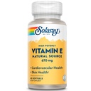 SOLARAY Vitamine E 1000 UI Capsules Softgel, 670 mg - d Alpha Tocophérol Suppléments Vitamine E - Santé de la peau, fonction cardiaque et soutien antioxydant - Garantie de 60 jours - 60 portions, 60 Softgels