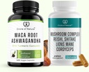 Maca Root Ashwagandha & Mushroom Suppliment bevat Lions Mane, Cordyceps, Reshi, Shitake