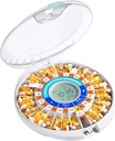 Daviky automatische pildispenser voor ouderen met alarm, 28 dagen elektronische Locked Pill Box, geluid en licht herinneringen voor medicatie, vitamines en supplementen(oranje)