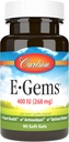 Carlson- E-Gems, 400 IE (268 mg), Heart Health & Optimal Wellness, Antioxidant, 90 zachte gels