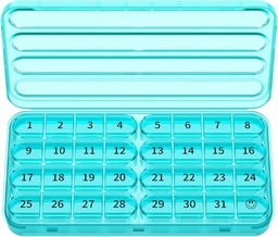 Zoksi Monthly Pill Organizer 1 keer per dag, 30 dagen pil Box Organizer, een maand pil geval voor reizen, 31 dagen dagelijkse medicatie container voor vitaminen, supplement & medicatie(cyan)