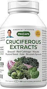 ANDREW MOINSMAN Extraits crucifères 180 Capsules - Hauts niveaux de glucosinolates et de sulforaphane de brocoli, de chou rouge, de moutarde, de wasabi, de Bruxelles Extraits de sprouts et de Kale, sans additifs
