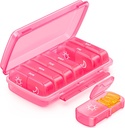 Weekly pil Organizer 2 keer per dag met vochtbestendig ontwerp, Roze AM PM pils doos 7 dagen voor gemakkelijk vullen, Portable pils geval voor reizen, Grote pils houder voor vitamine, visolie, supplement
