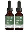 USDA Organic Vitamin B12 2000mcg Sublingual Liquid Supplement (2-pack) - Vegan Methylcobalamine Drops for Natural Energy, Maintain Metabolisme, and Immune System Support - 1 Fl Oz