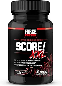 FACTEURS DE FORCE Score! XXL Supplément booster à oxyde nitrique pour hommes avec L-Citrulline, Horny Goat Weed, Black Maca, et Tribulus Terrestris pour augmenter l'endurance, l'énergie et la performance physique, 30 comprimés