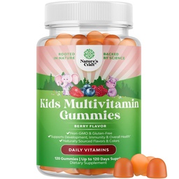 USDA Organic Kids Multivitamine Gummies - Vegan Organic Multivitamine for Kids 2+ with 14 Essential Vitamines and Minerals - Daily Gummy Multivitamines Vegan Nut Free & Non-GMO (120 Tel.)